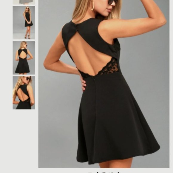 Black Backless Skater Dress - Picture 1 of 4